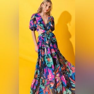 Flying Tomato Vibrant Floral Maxi Dress